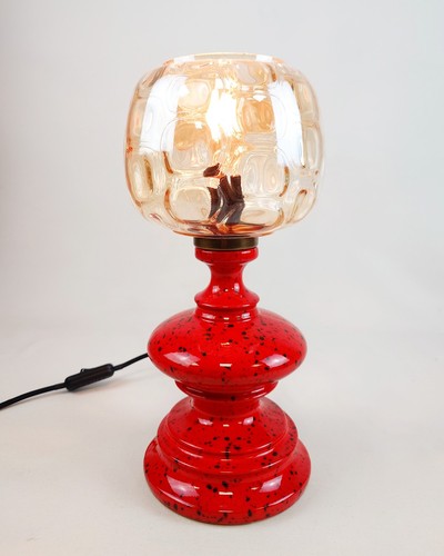 Vintage tischlampe rot keramik - vintage,